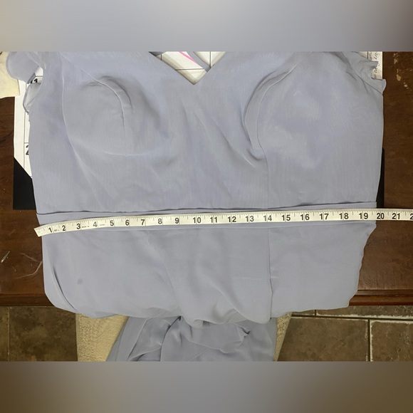 Azazie Dusty Dusty Lavender Maxi Gown V-Neck Flutter Sleeve Bridesmaid Dress - Picture 16 of 17